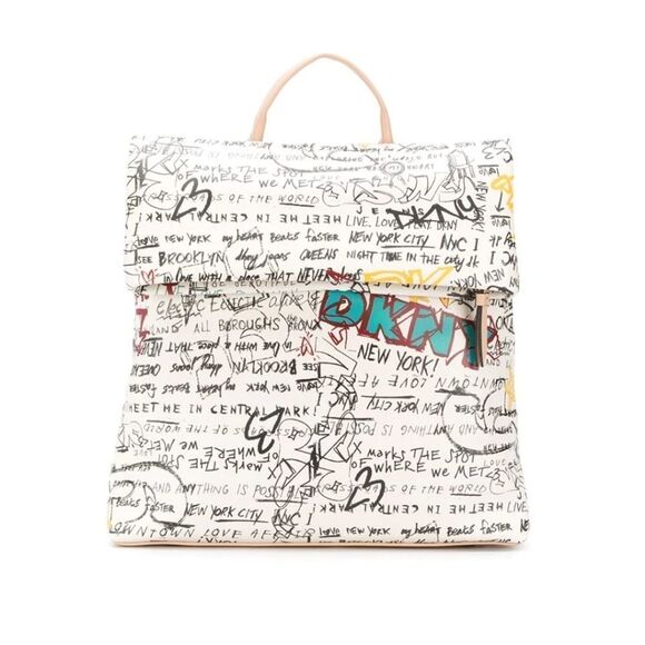 DKNY Tilly graffiti print  backpack in cream w/graffiti print, new with tags! - Picture 2 of 14